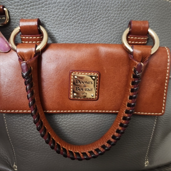 Dooney & Bourke Audrey Elephant Pebble Leather Satchel Domed Bag Gray - Picture 4 of 12